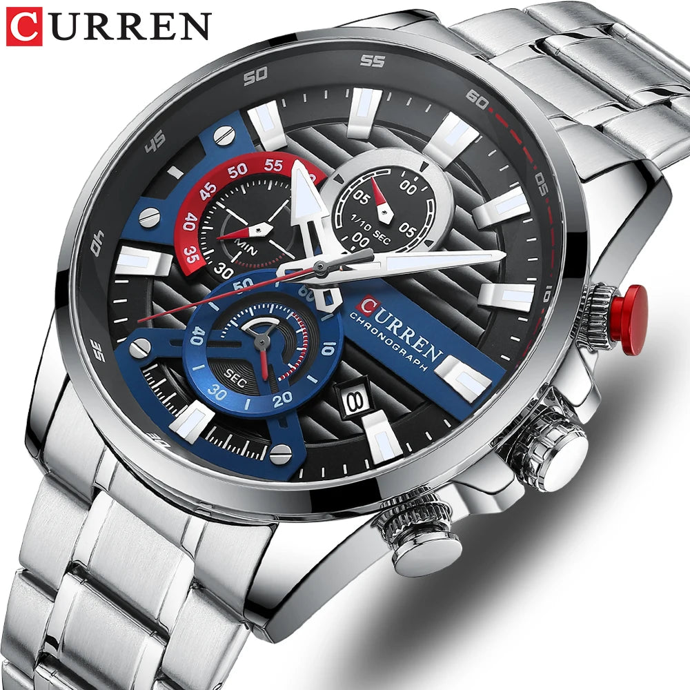 Watch For Men Luxury Quartz Chronograph Sport Waterproof Man Watches Military Fashion Stainless Steel Wristwatch Clock