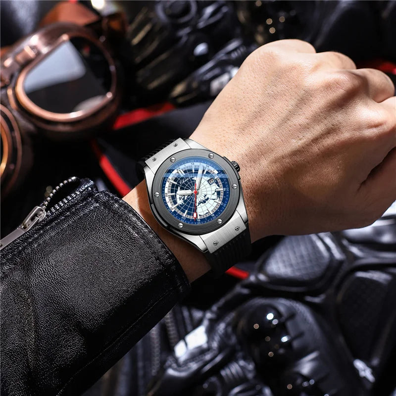 Quartz Watch Men Casual Luxury Sport Watches Brand World Map Military Waterproof Wrist Watch for Male Clock Gift