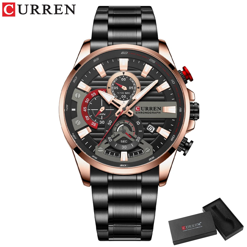 Watch For Men Luxury Quartz Chronograph Sport Waterproof Man Watches Military Fashion Stainless Steel Wristwatch Clock