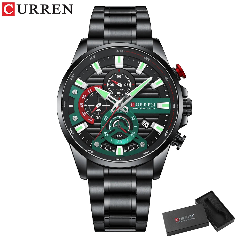 Watch For Men Luxury Quartz Chronograph Sport Waterproof Man Watches Military Fashion Stainless Steel Wristwatch Clock