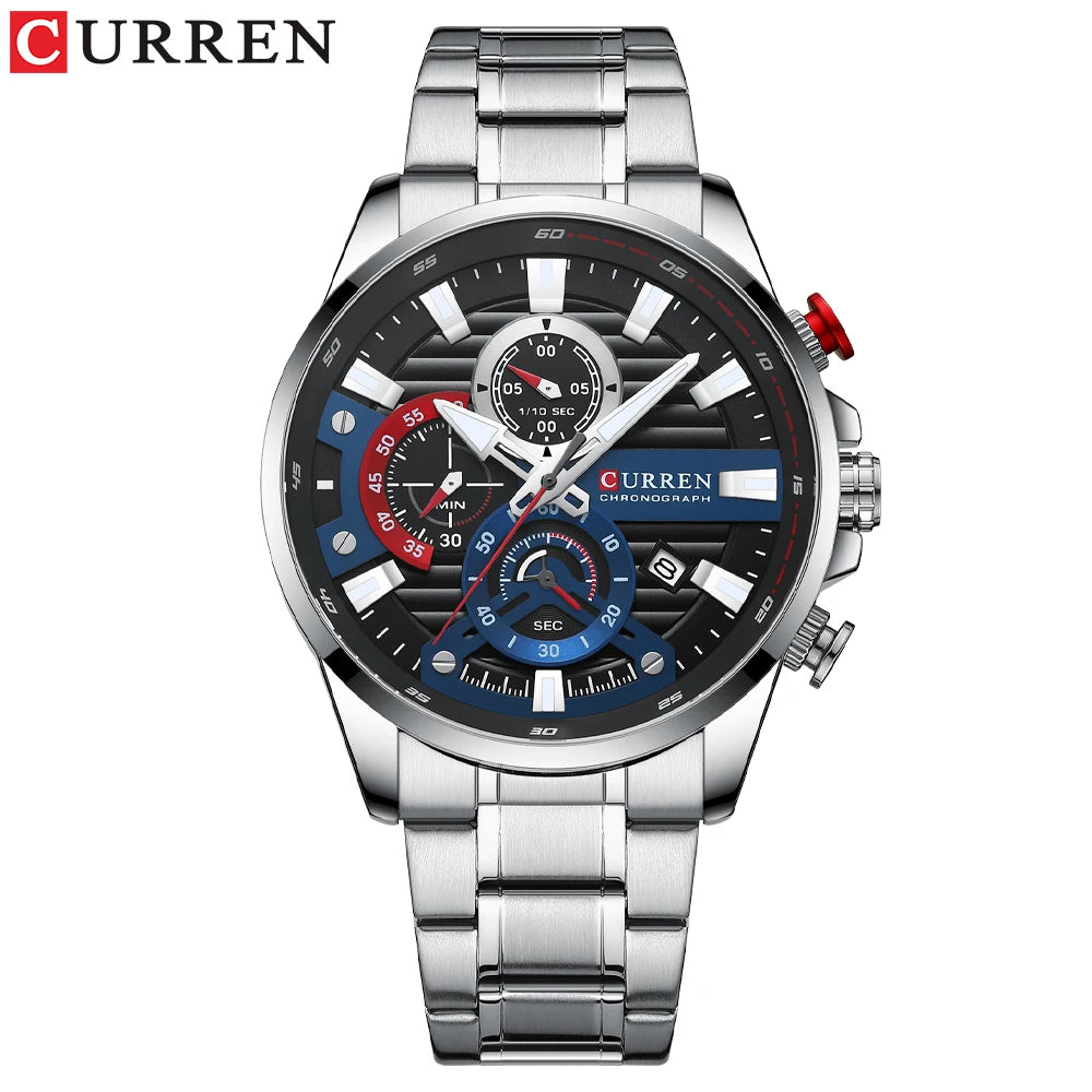 Watch For Men Luxury Quartz Chronograph Sport Waterproof Man Watches Military Fashion Stainless Steel Wristwatch Clock