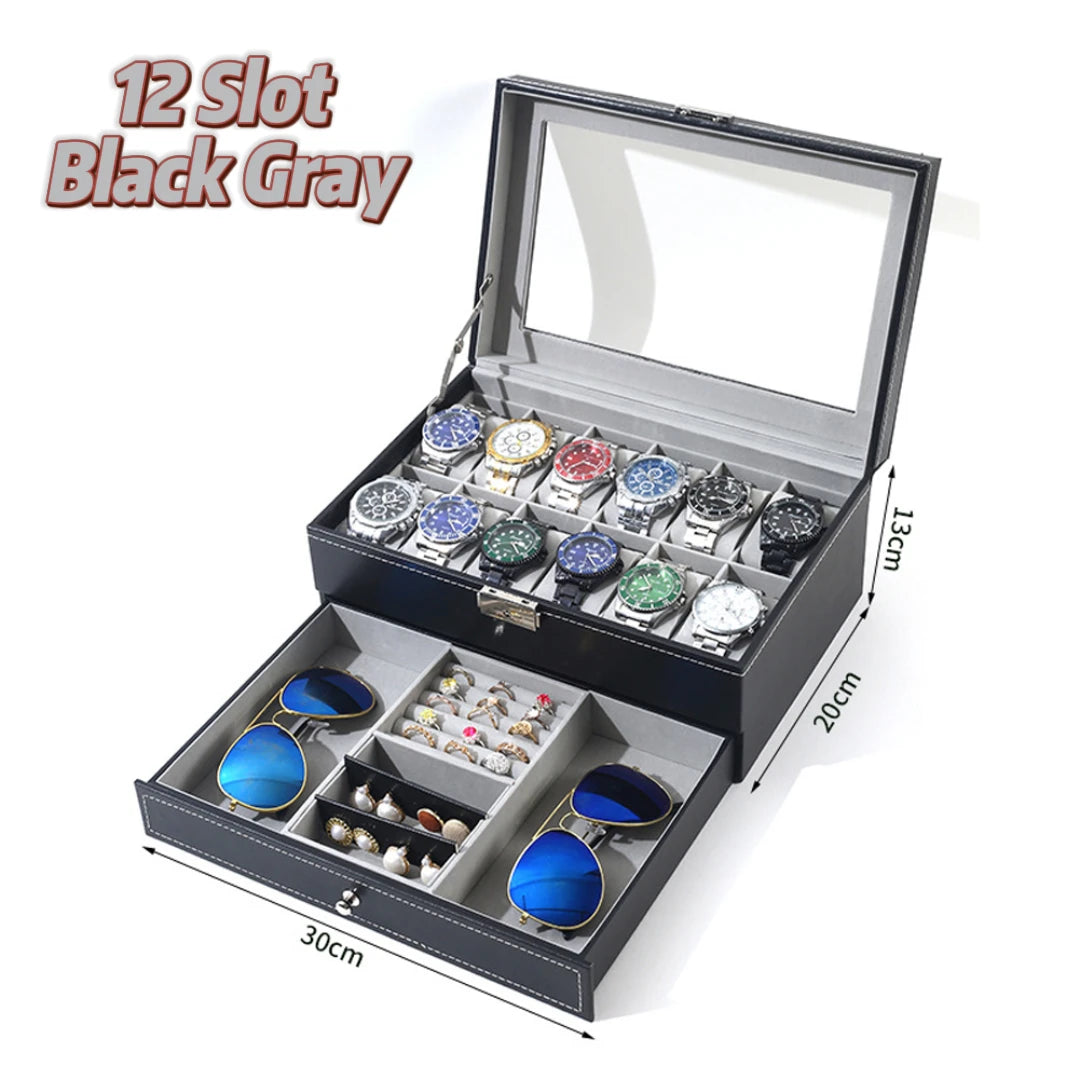 watch luxury case for watch and accessories 
12 watches +drawer