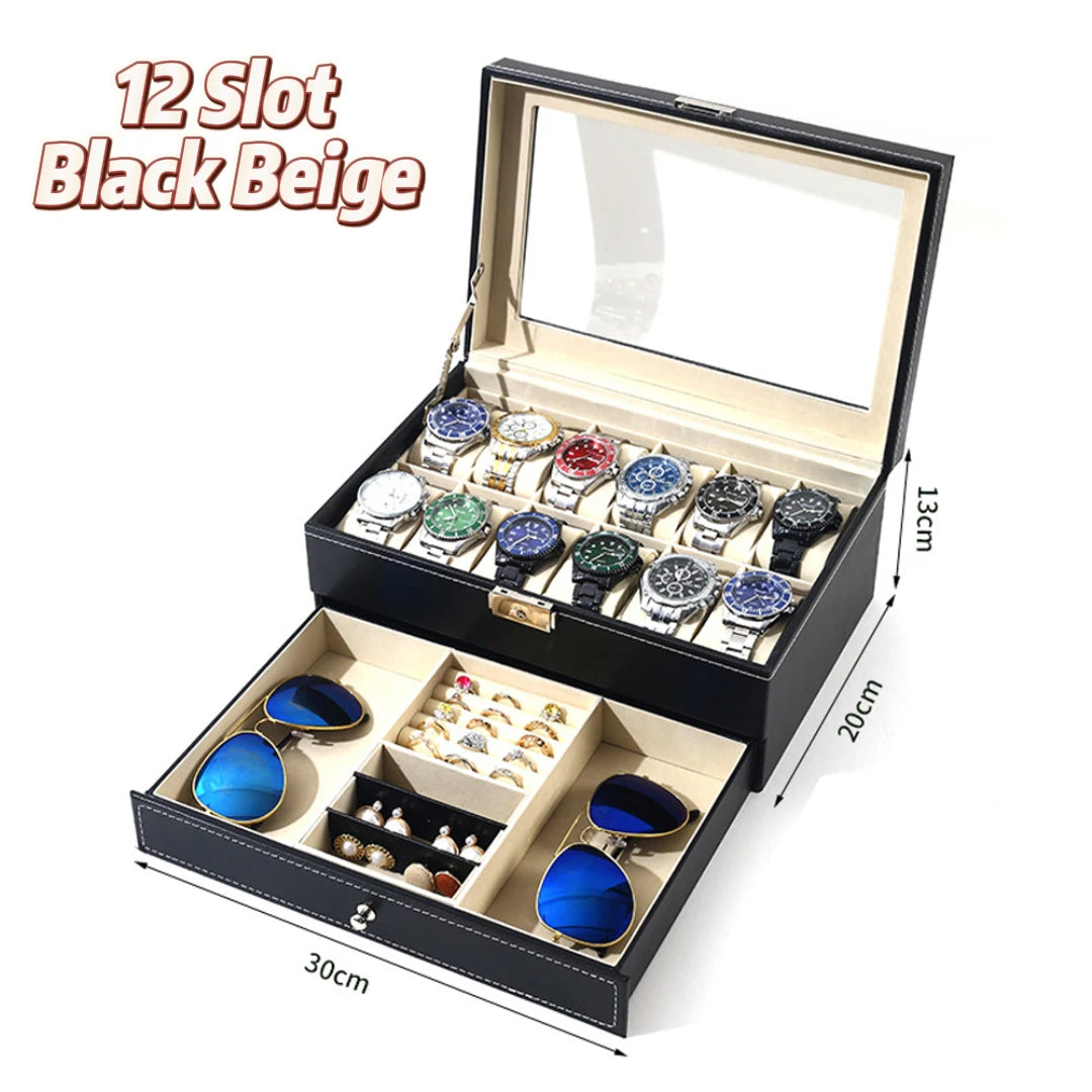 watch luxury case for watch and accessories 
12 watches +drawer