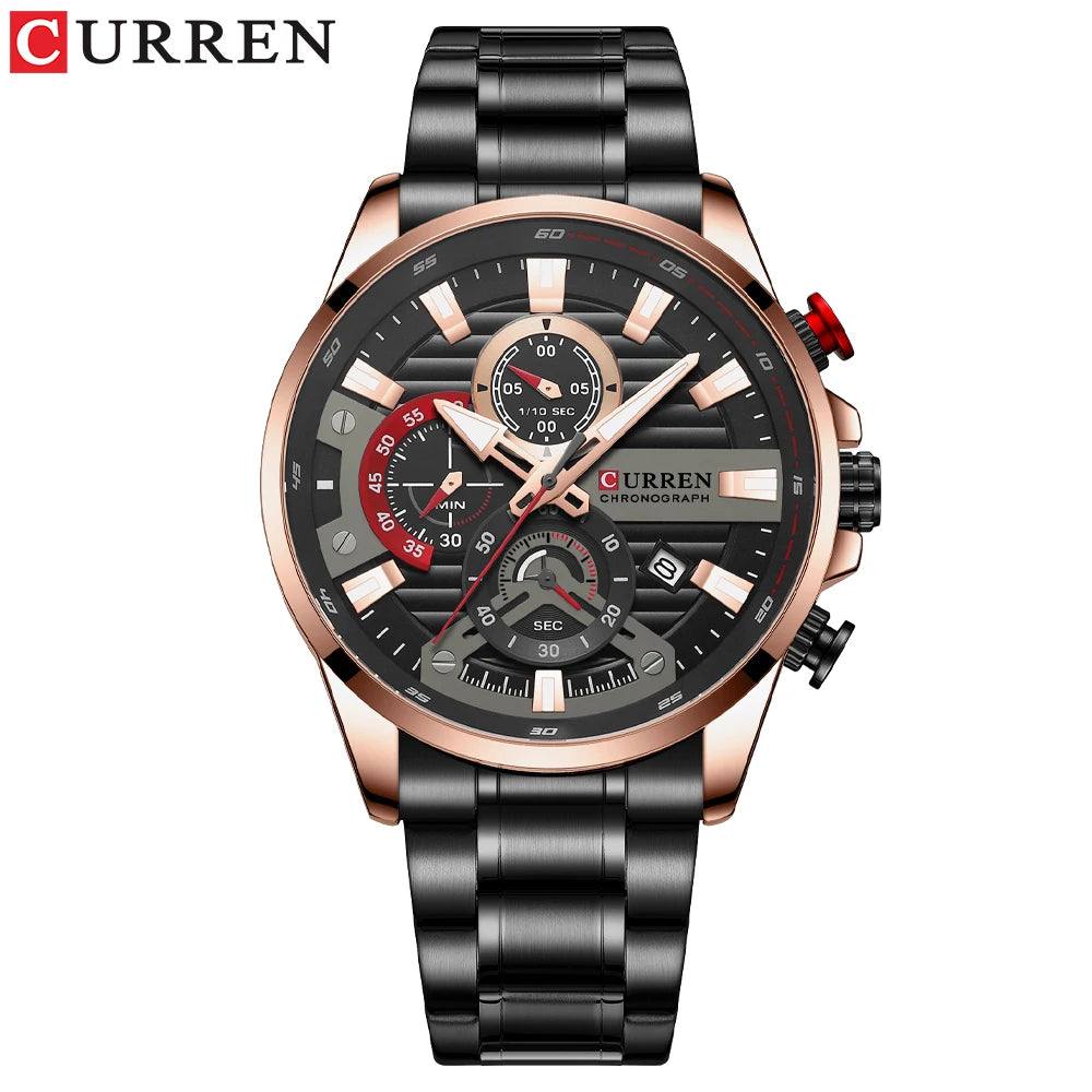 Watch For Men Luxury Quartz Chronograph Sport Waterproof Man Watches Military Fashion Stainless Steel Wristwatch Clock