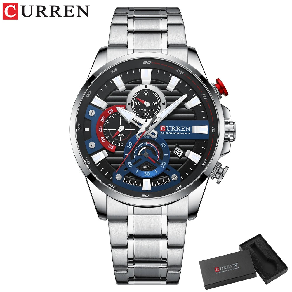 Watch For Men Luxury Quartz Chronograph Sport Waterproof Man Watches Military Fashion Stainless Steel Wristwatch Clock